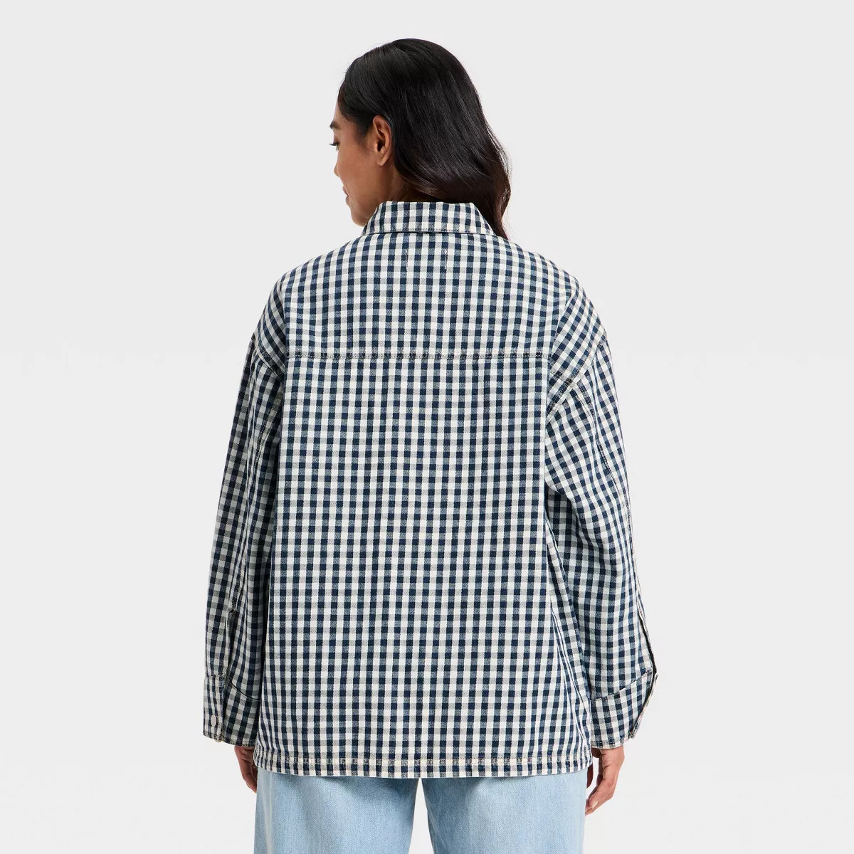 Women's Western Denim Chore Coat - Universal Thread™ Blue Gingham S | Target