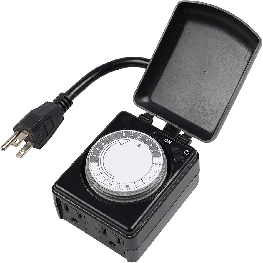 BN-LINK Compact Outdoor Mechanical 24 Hour Programmable Dual Outlet Timer - Plugin timer, Waterpr... | Amazon (US)