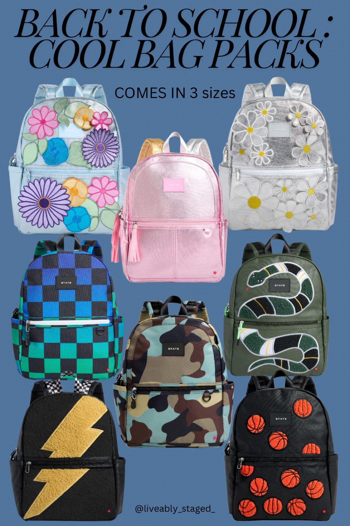 Comes in 3 different sizes and many different styles 

#LTKFamily #LTKKids #LTKBacktoSchool