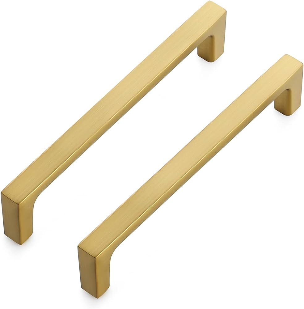 Ravinte 10 Pack Solid 5 Inch Kitchen Square Cabinet Handles Brushed Brass Cabinet Pulls Drawer Pu... | Amazon (US)