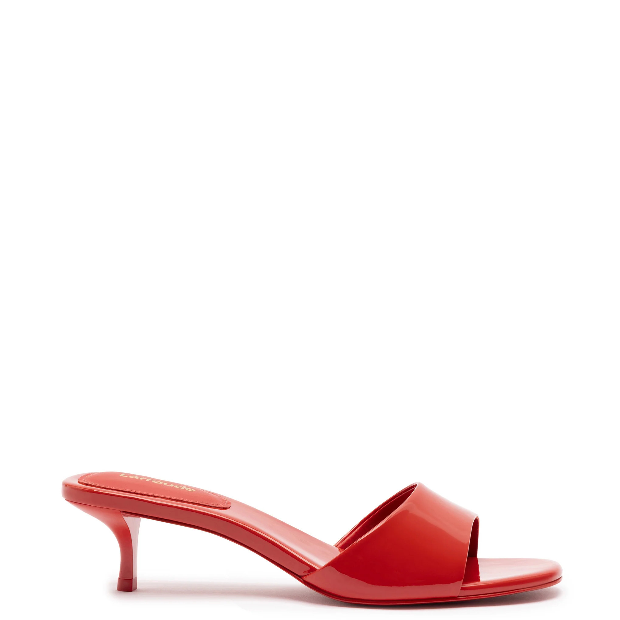 Greta Mule In Scarlet Patent Leather | Larroude