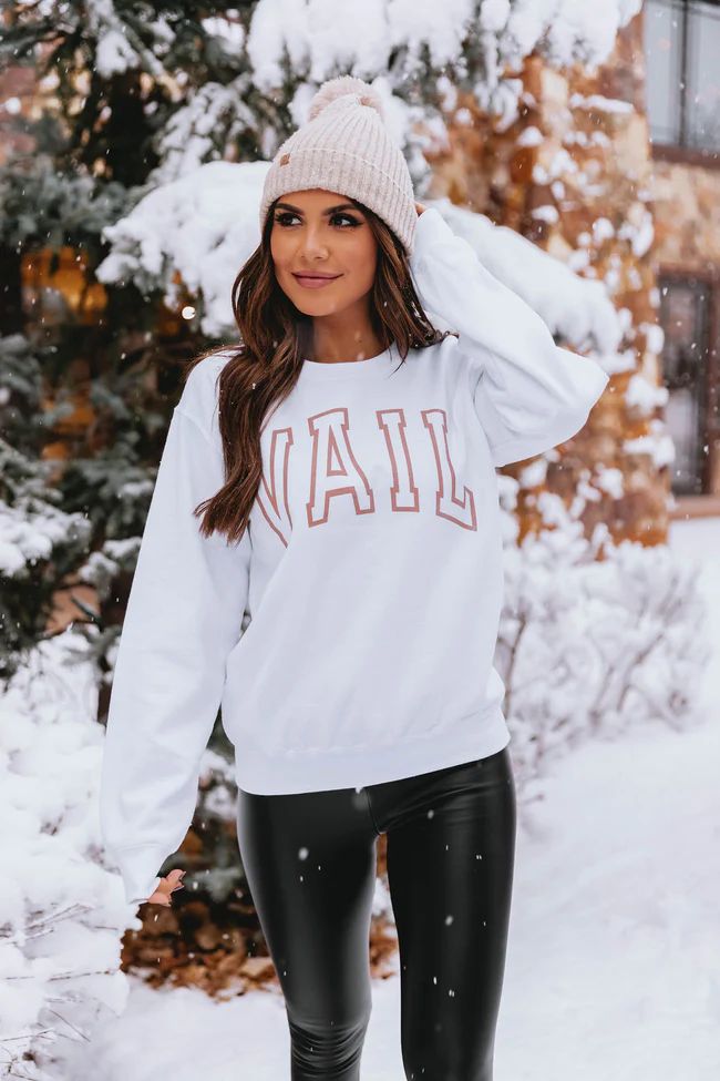 VAIL Varsity White Graphic Sweatshirt | The Pink Lily Boutique