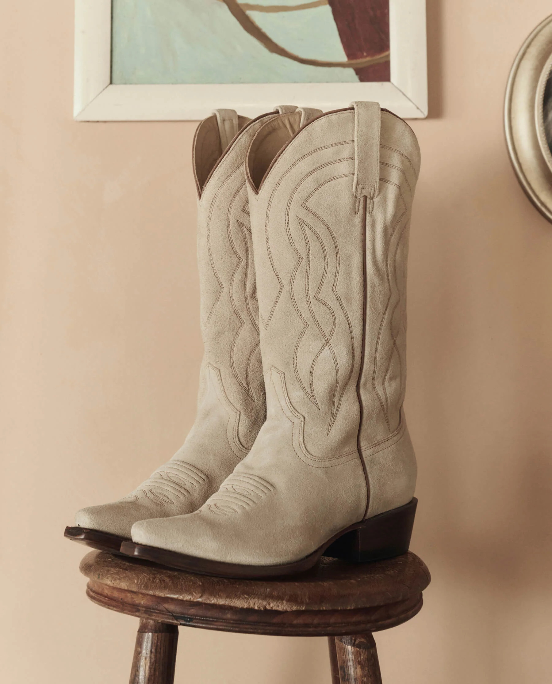 Stetson & THE GREAT. The Cowboy Boot (Suede). -- Pearl | THE GREAT.
