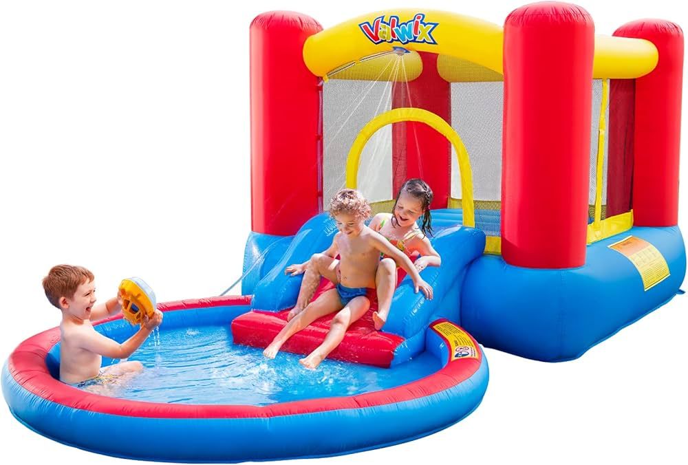 Valwix Inflatable Bounce House with Blower for Kids 3-5 y/o, Bouncy Castle w/Waterslide & Pool fo... | Amazon (US)