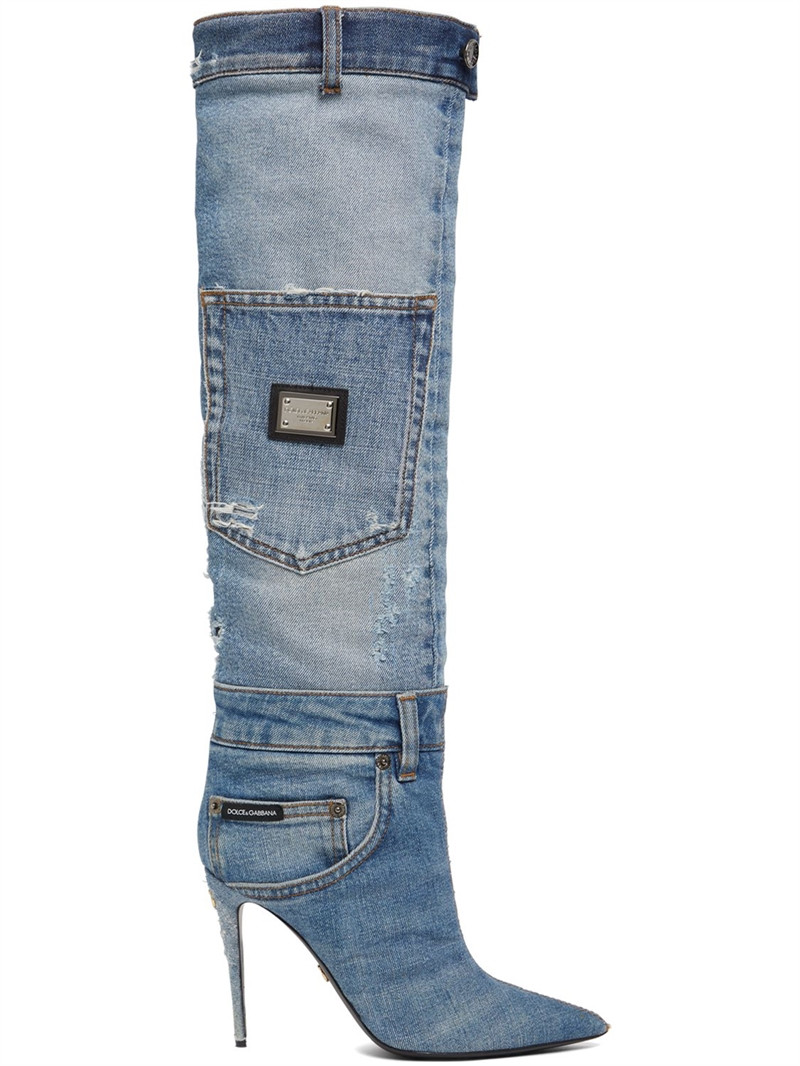 105mm Denim over-the-knee boots | Luisaviaroma