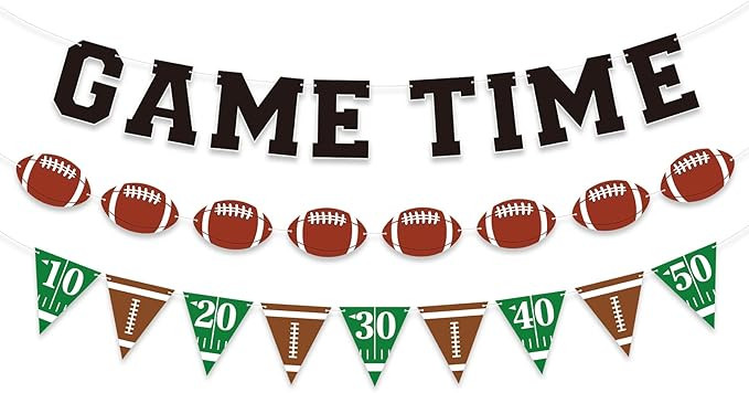Football Banner Garland, Game Time Football Party Banner for Birthday Party Decorations, Football... | Amazon (US)