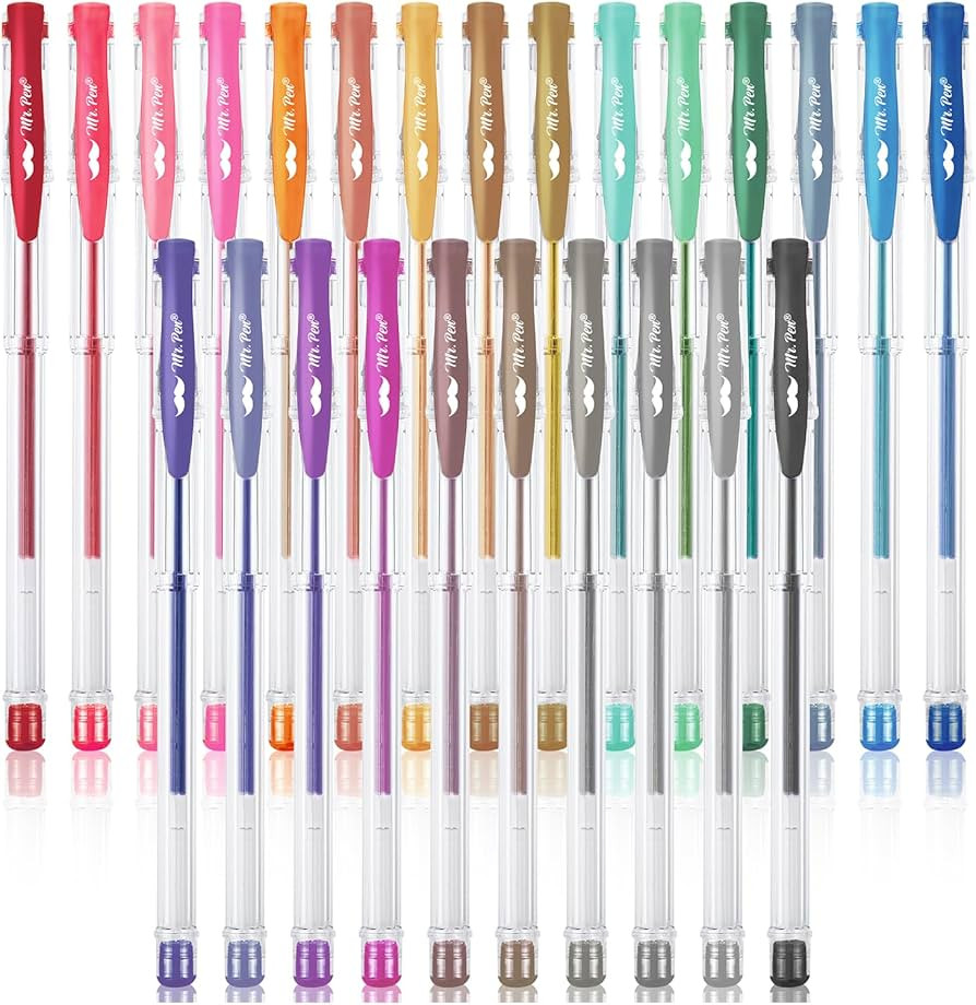 Amazon.com: Mr. Pen- Metallic Gel Pens, 25 Unique Metallic Colors, Gel Pens for Adult Coloring Bo... | Amazon (US)