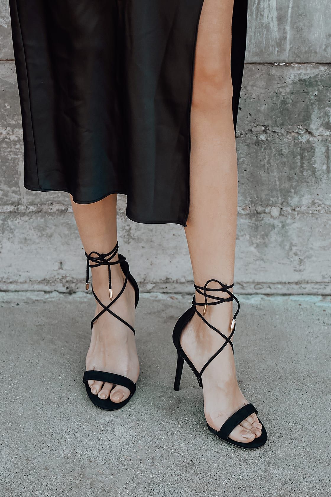 Aimee Black Suede Lace-Up Heels | Lulus (US)