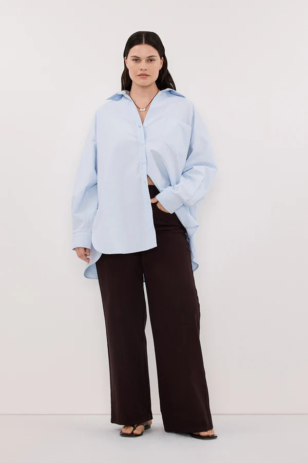 RHEA 2.0 ICE BLUE OVERSIZED COTTON SHIRT | DISSH