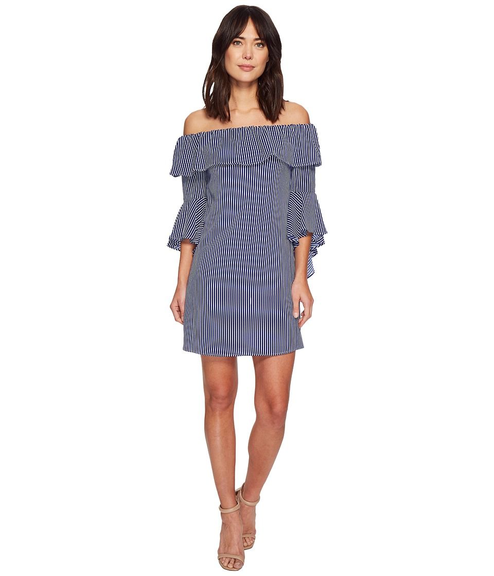 CeCe - Celia Off the Shoulder Stripe Dress (Blue Abyss) Women's Dress | Zappos