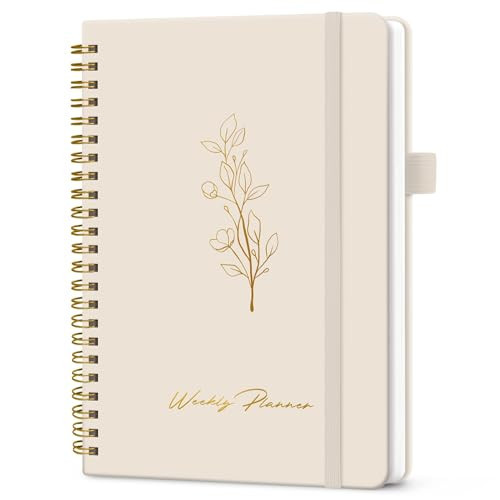 Undated Weekly Planner, Weekly To Do List Notebook with Goal & Habit Tracker Organizer, A5 Weekly Planner Notebook with Spiral Binding, 6.1" x 8.2" - Beige | Amazon (US)