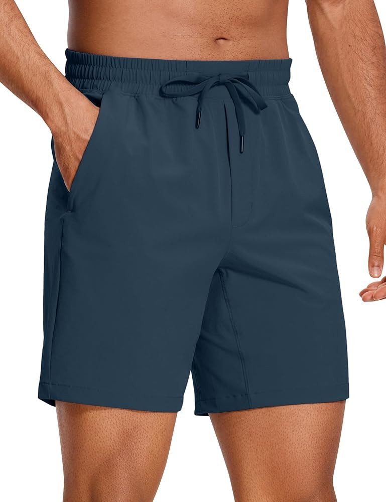 CRZ YOGA Men's Linerless Workout Shorts - 7'' Quick Dry for Running Sports Athletic Gym with Pock... | Amazon (US)
