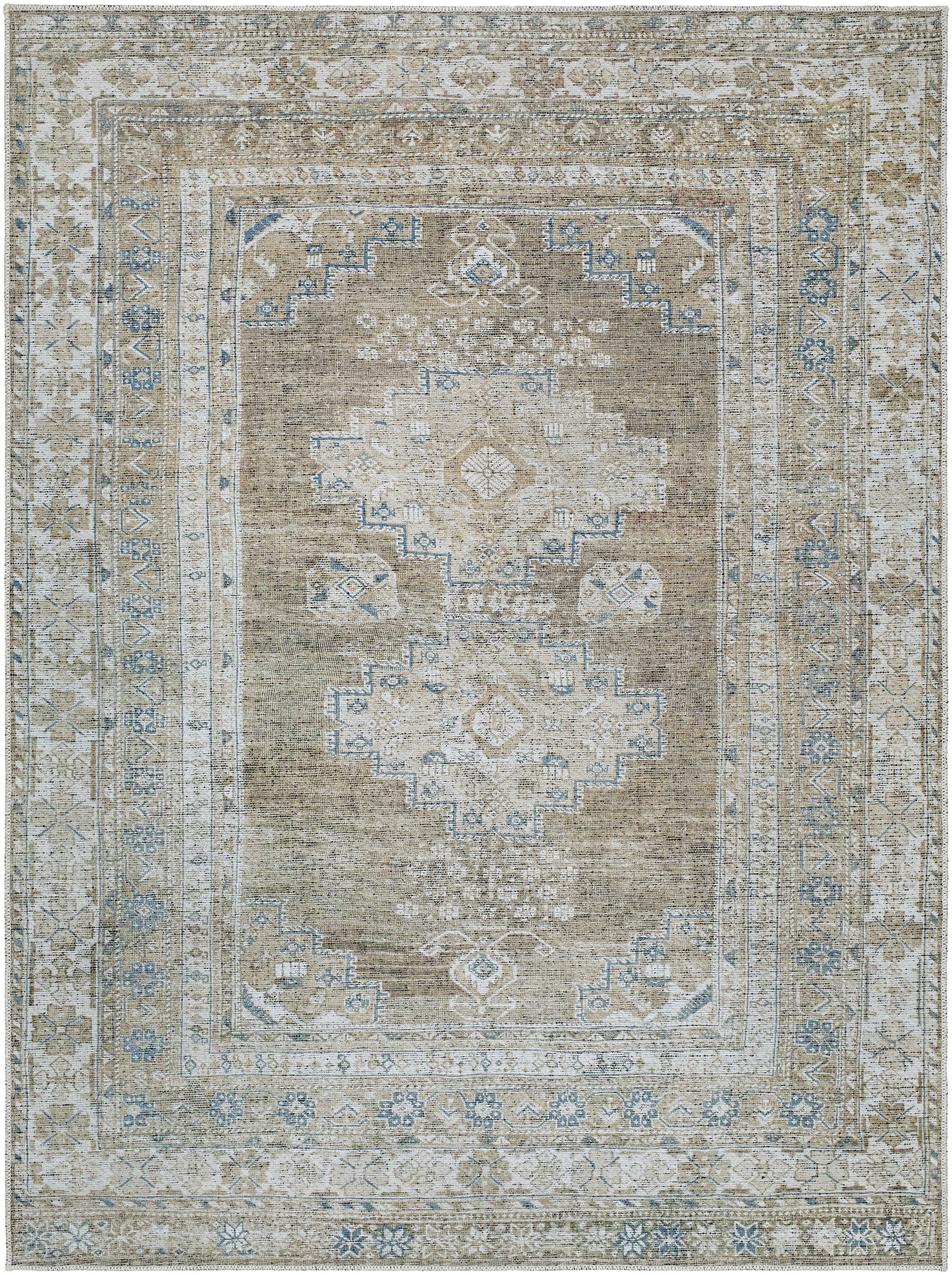 Better Homes & Gardens Geo Medallion Washable Non-Skid Area Rug, Sage, 5'3" x 7' - Walmart.com | Walmart (US)