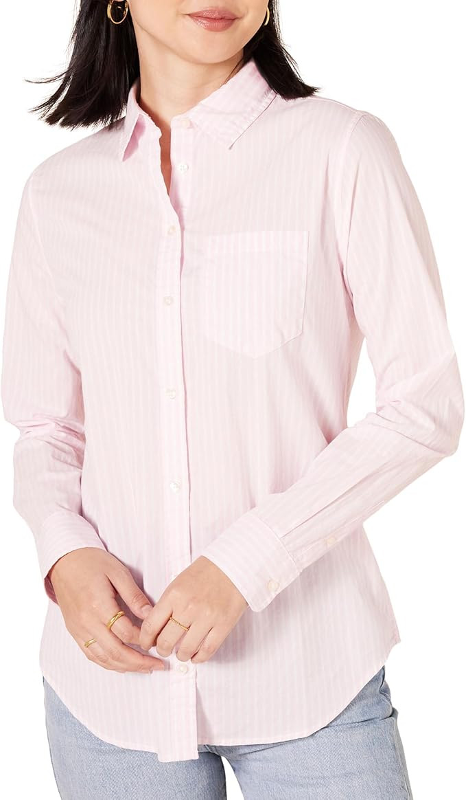 Amazon Essentials Women's Classic-Fit Long-Sleeve Button-Down Poplin Shirt | Amazon (US)