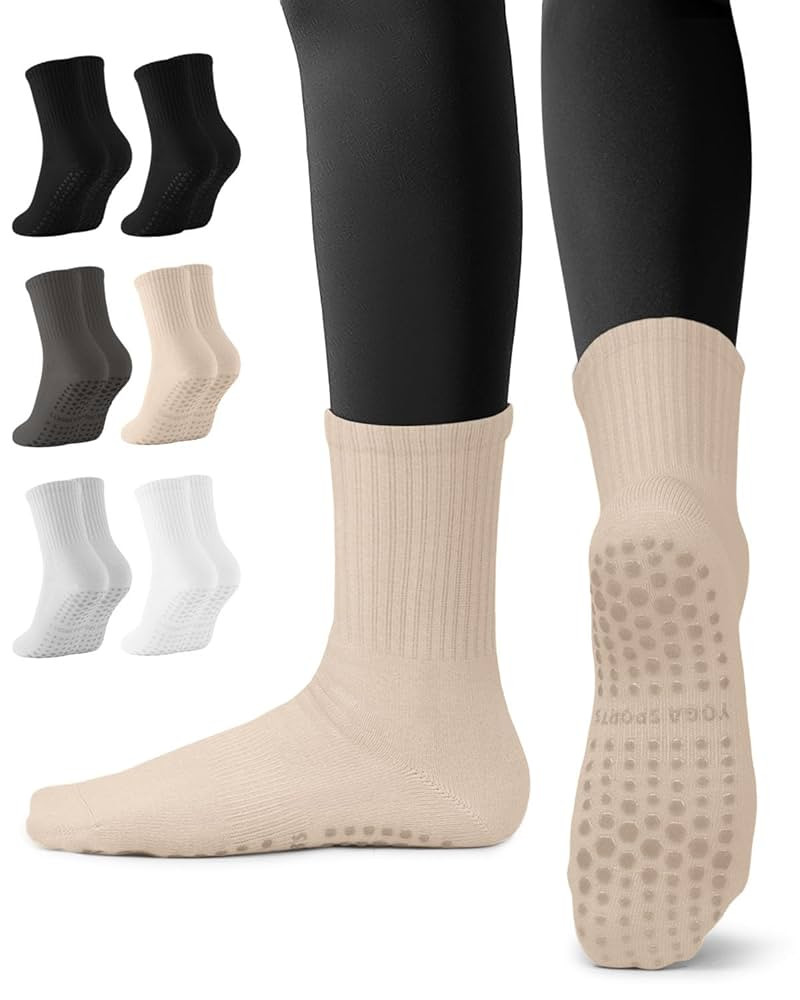 6 Pairs Pilates Socks with Grips for Women-Non-Slip Yoga Socks for Ballet Dance Barefoot Workout ... | Amazon (US)