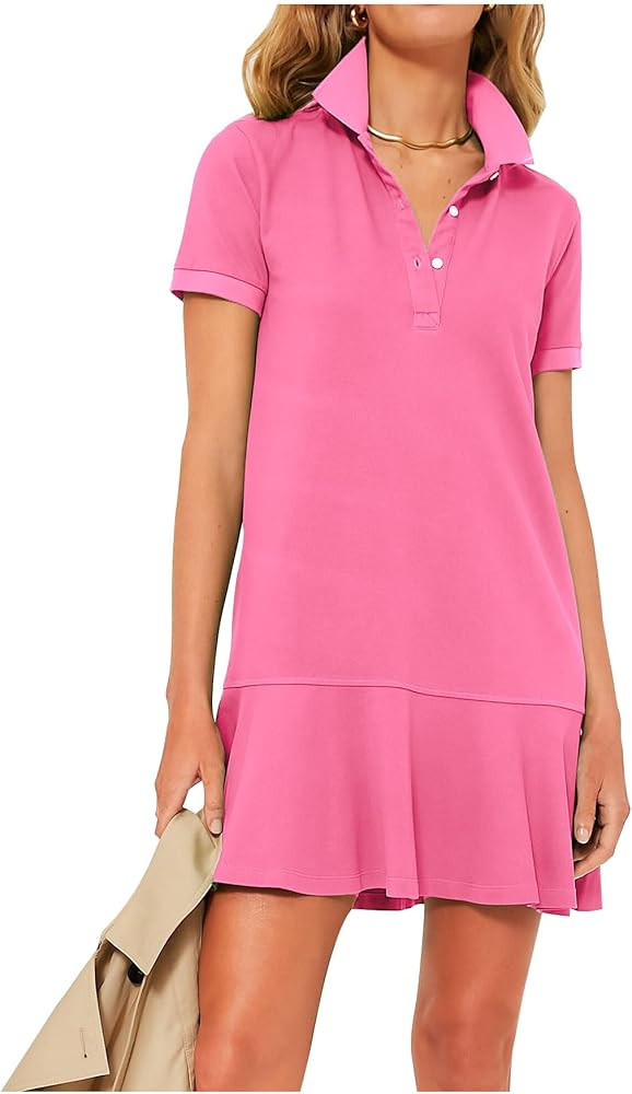 Polo Dress for Women Short Sleeve Ruffle Hem Golf Tennis Workout Dress Pleated Summer Mini Dresse... | Amazon (US)