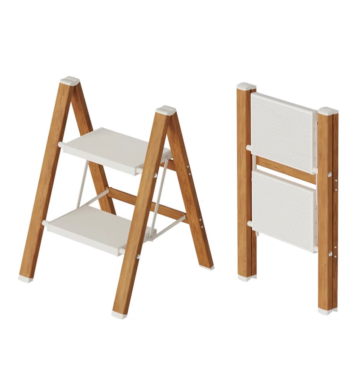2 Step Lightweight Aluminum Folding Ladder, Portable Step Stool with Anti-Slip Pedals, 330 lbs Capacity for Home, Office, Kitchen（White&Woodgrain）

#LTKHome #LTKSaleAlert