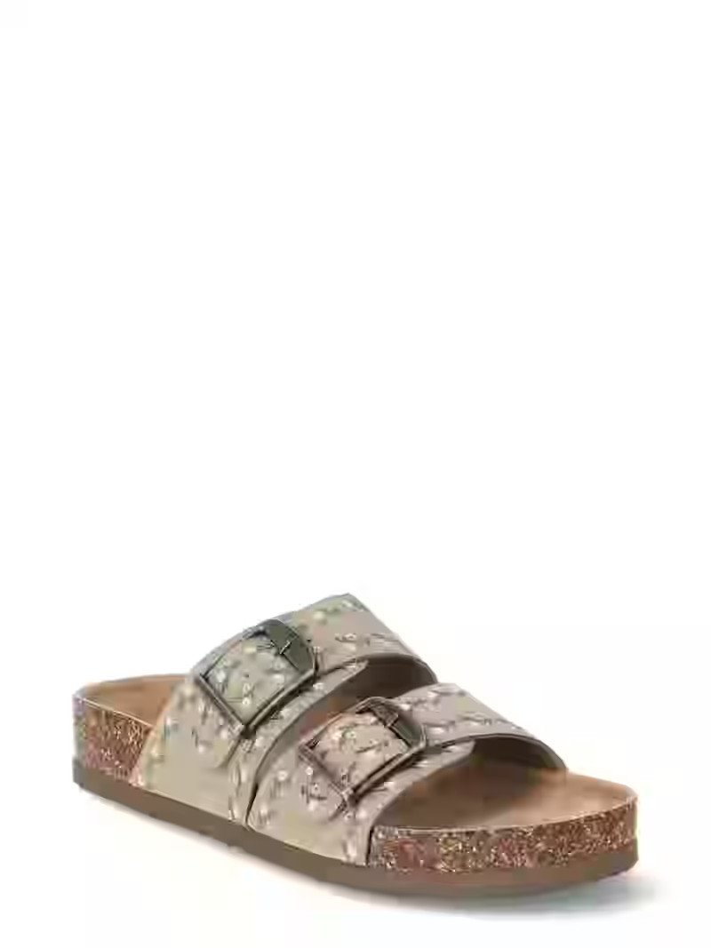 Time and Tru Women's Footbed Slide Sandals, Wide Width Available | Walmart (US)