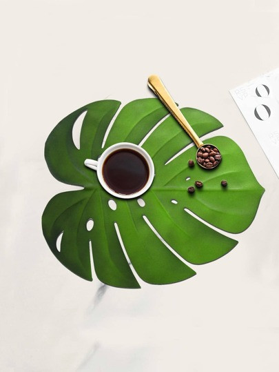 1pc EVA Placemat, Green Tropical Leaf Shaped Non-slip Insulation Pad For Table Decoration | SHEIN