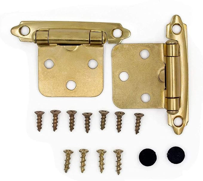 25 Pairs Brass Cabinet Hinges Face Mount Self Closing Kitchen Cabinet Hinges - Goldenwarm Variabl... | Amazon (US)