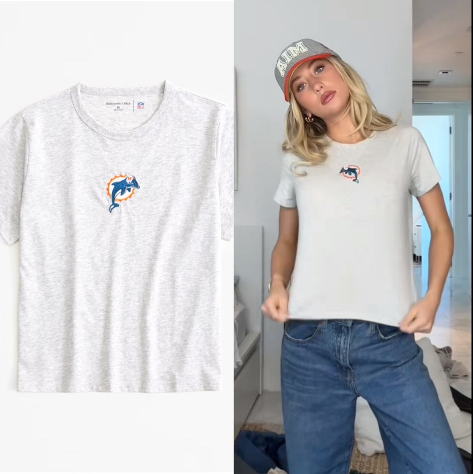Shop Alix Earle’s shirt! #miamidolphins #abercrombie #alixearle #shirt #nfl 

#LTKSeasonal #LTKHoliday #LTKGiftGuide