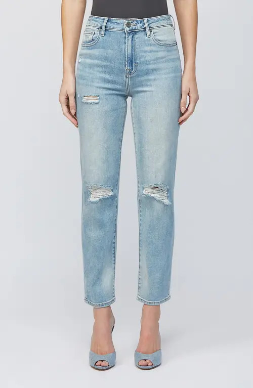 HIDDEN JEANS Ripped Straight Leg Jeans in Light Wash at Nordstrom, Size 30 | Nordstrom