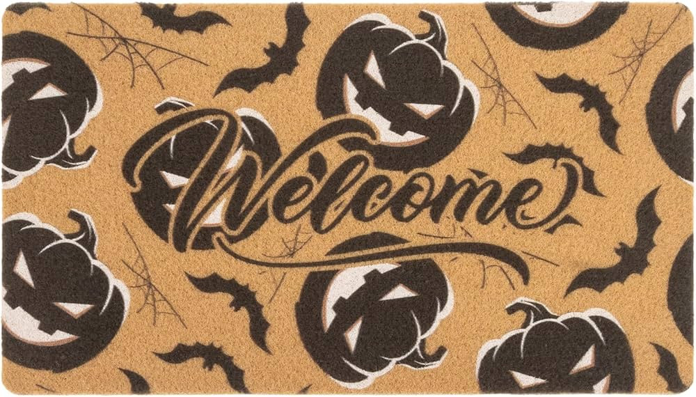 Spider Web Dark Coir Doormat - Half Circle Non-Slip Welcome Door Mat Halloween Decor Mat 17x29 in... | Amazon (US)