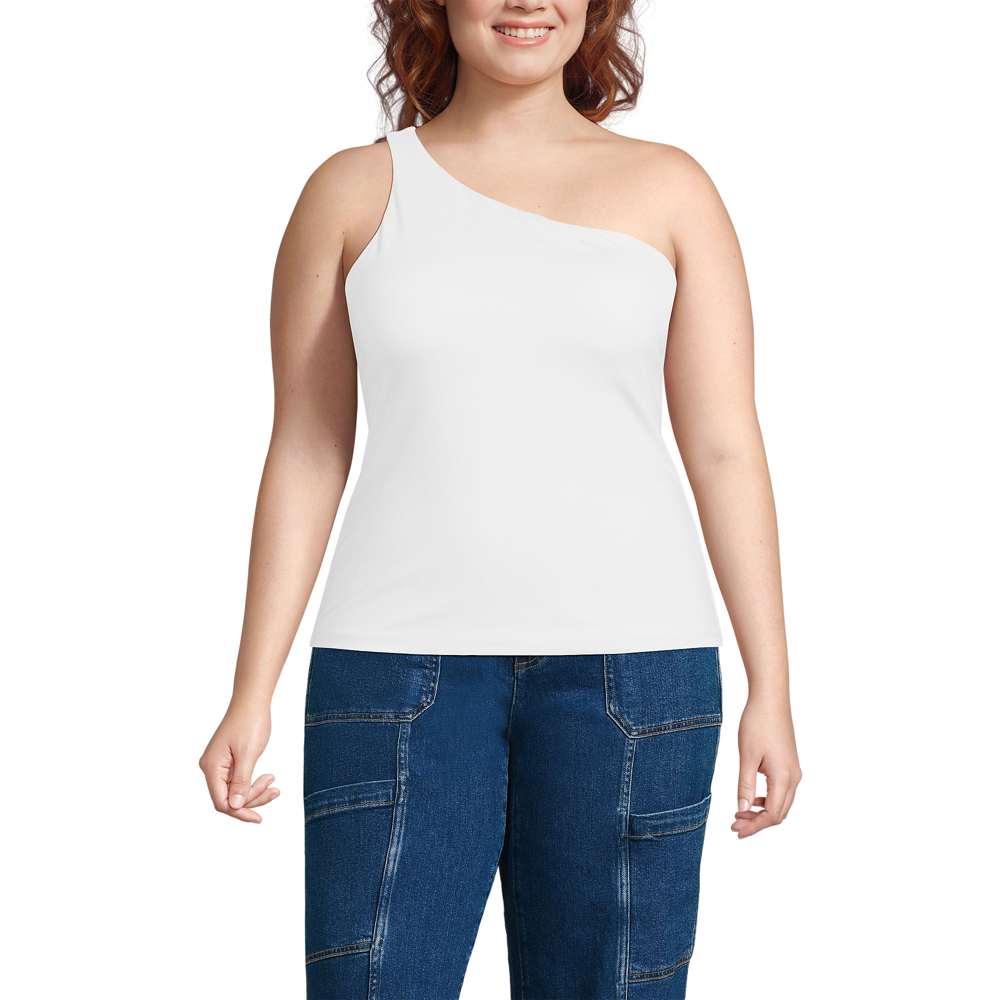 Women's Plus Size Slender One Shoulder Top | Lands' End (US)