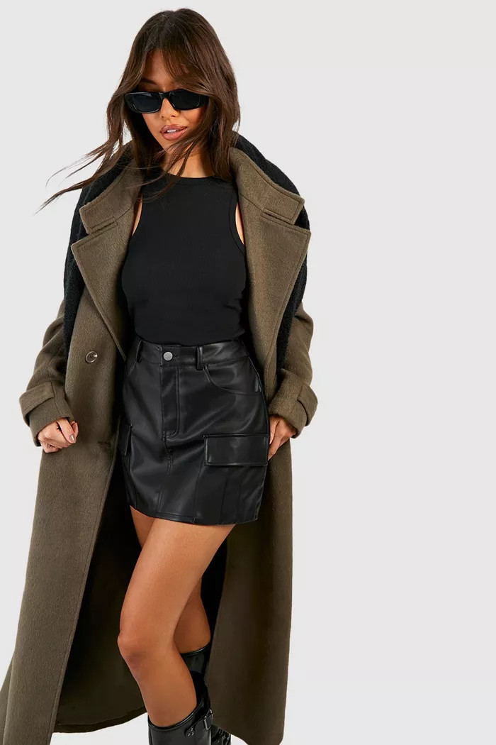 Leather Look Cargo Mini Skirt | Boohoo.com (UK & IE)