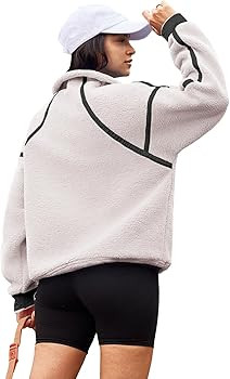 Panadila Womens Half Zip Sherpa Fleece Pullover Soft Oversized Sweatshirt with Pockets Warm Fuzzy... | Amazon (US)