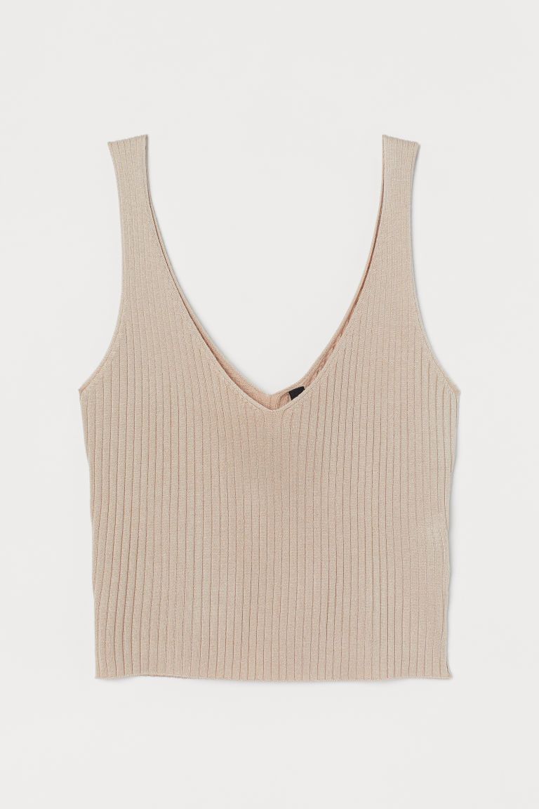 H & M - Ribbed Camisole Top - Beige | H&M (US + CA)