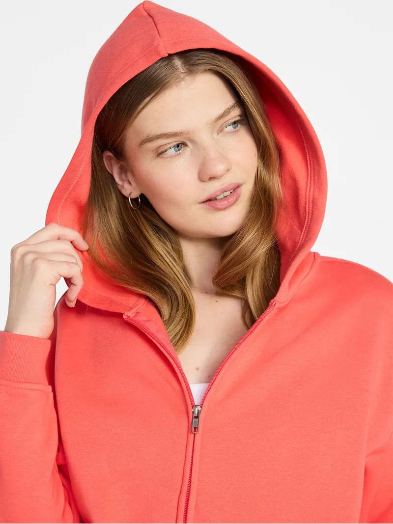 No Boundaries Boxy Zip-Up Hoodie, Women's XXS-XXL | Walmart (US)