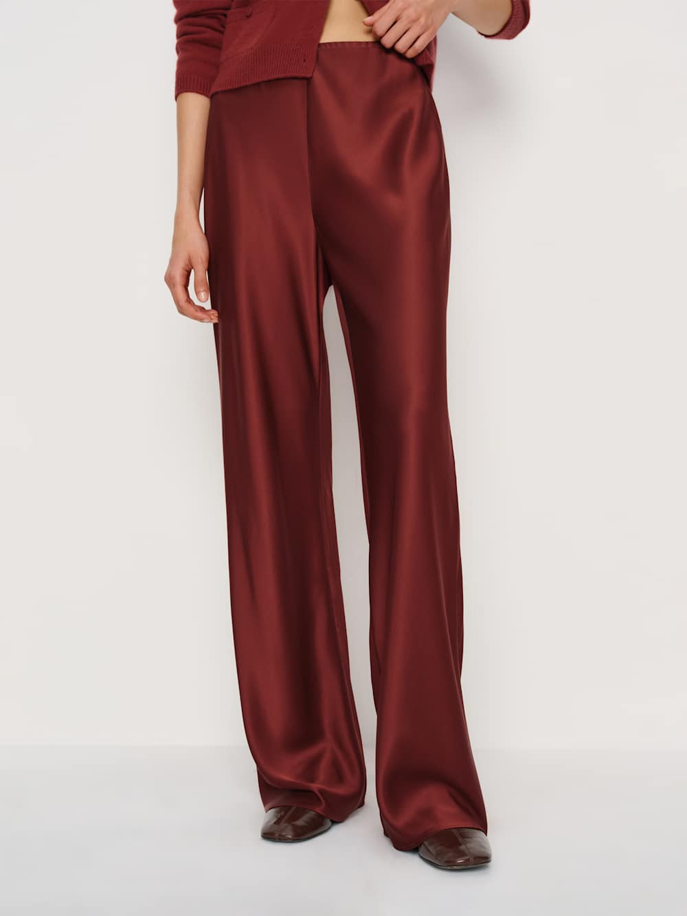 Gale Satin Mid Rise Bias Pant | Reformation (Global)