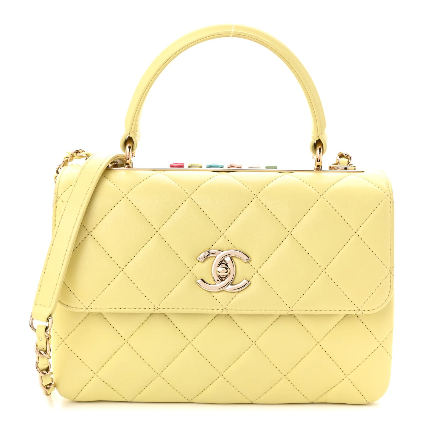 Chanel Lambskin Quilted Small Trendy CC Flap Dual Handle Bag Yellow 1885789 | FASHIONPHILE (US)