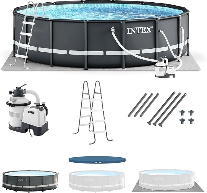 Intex Ultra XTR Frame 14' x 42" Round Above Ground Outdoor Swimming Pool Set with Sand Filter Pum... | Amazon (US)