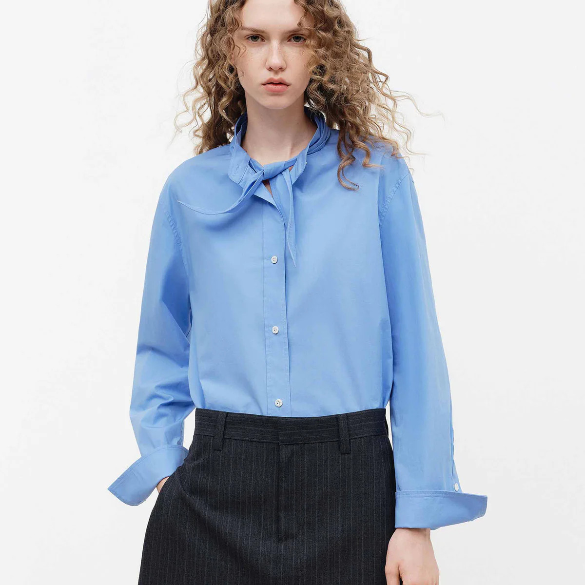 MO&Co. Women's Cotton Stand Collar Shirt | MO&Co.