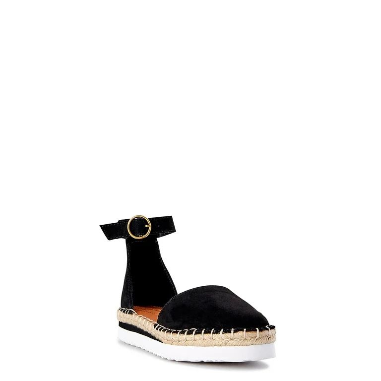 Time and Tru Women's Ankle Strap Espadrille Flats | Walmart (US)