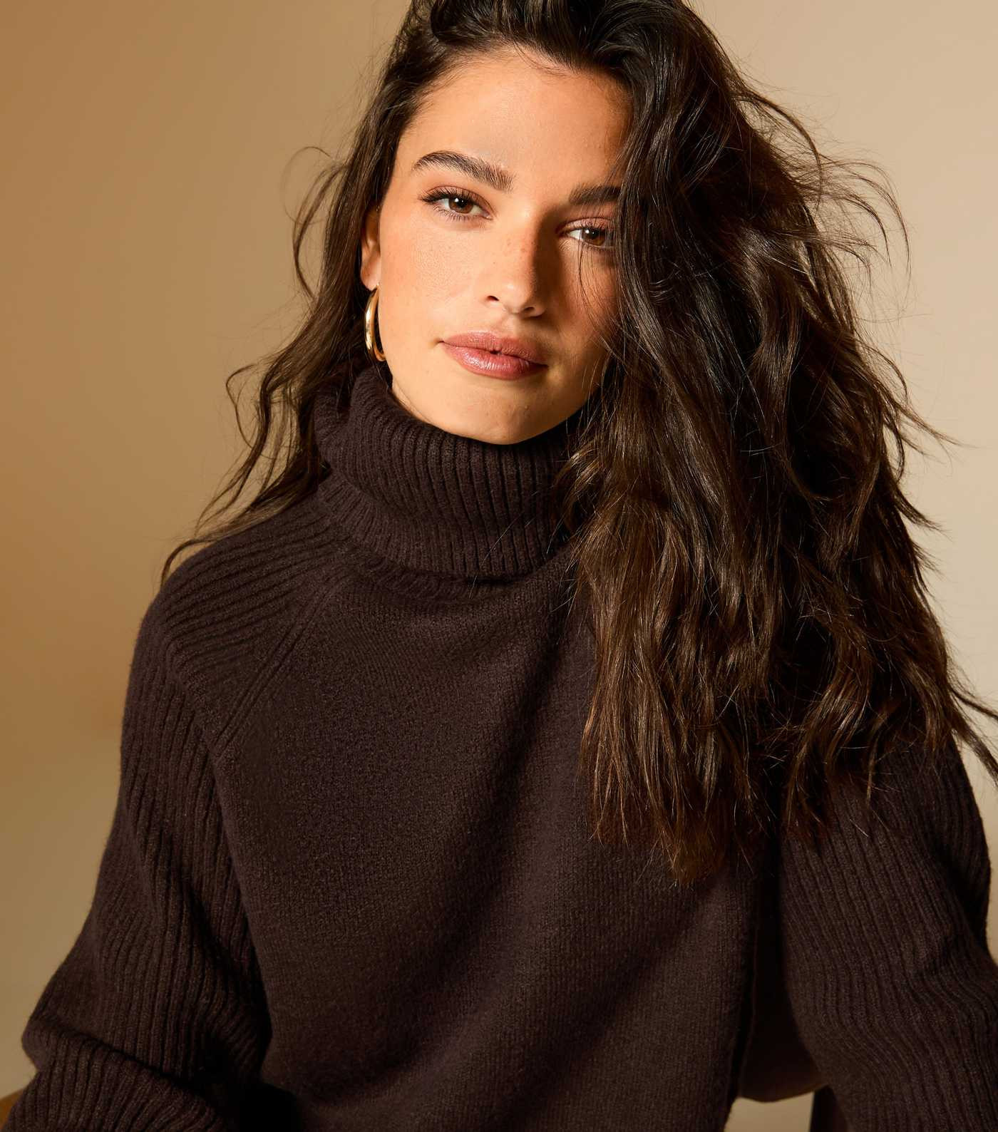 Dark Brown Rib Roll Neck Jumper | New Look | New Look (UK)