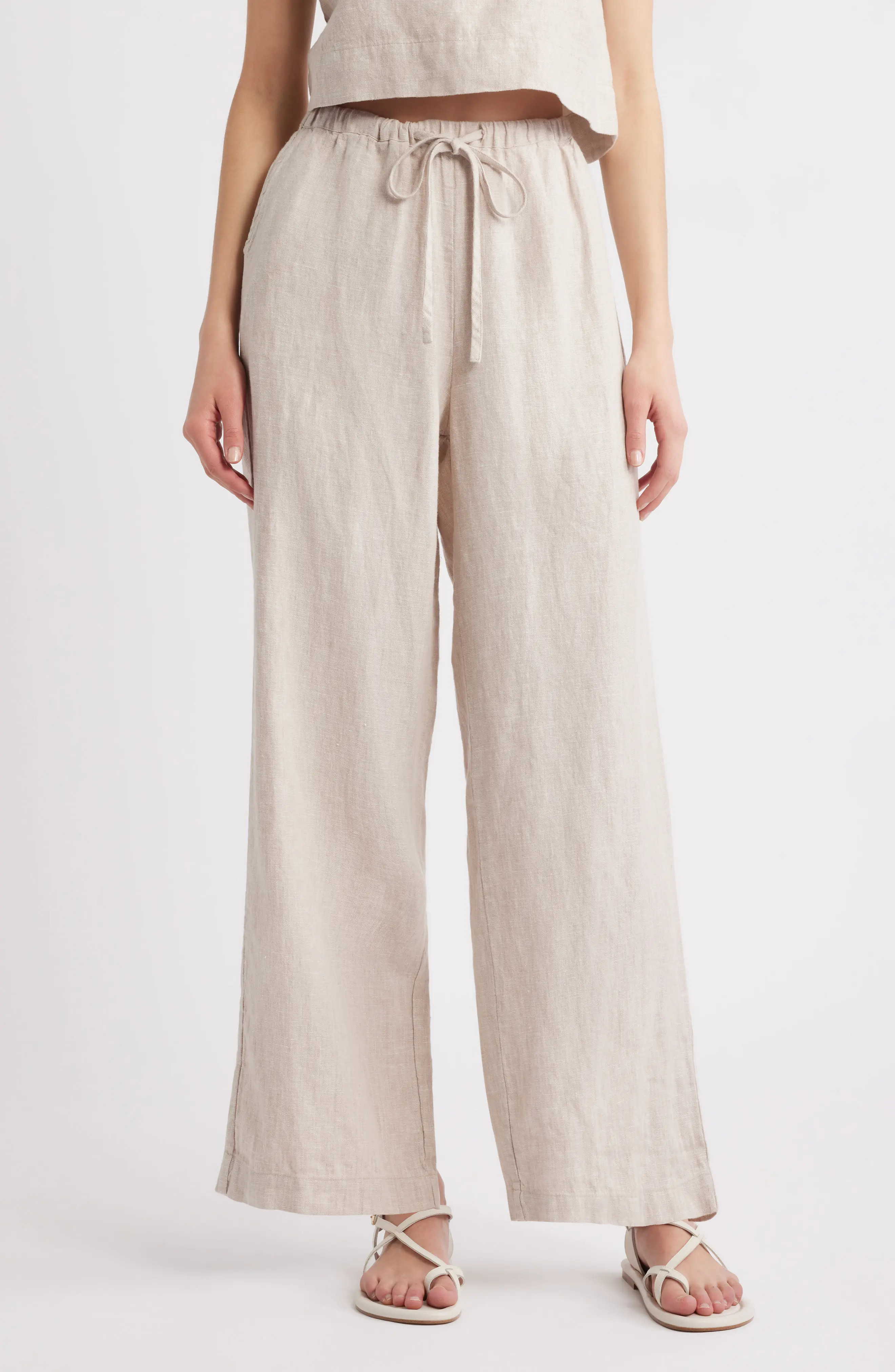 Rails Emmie Linen Drawstring Pants in Heathered Flax at Nordstrom, Size Large | Nordstrom