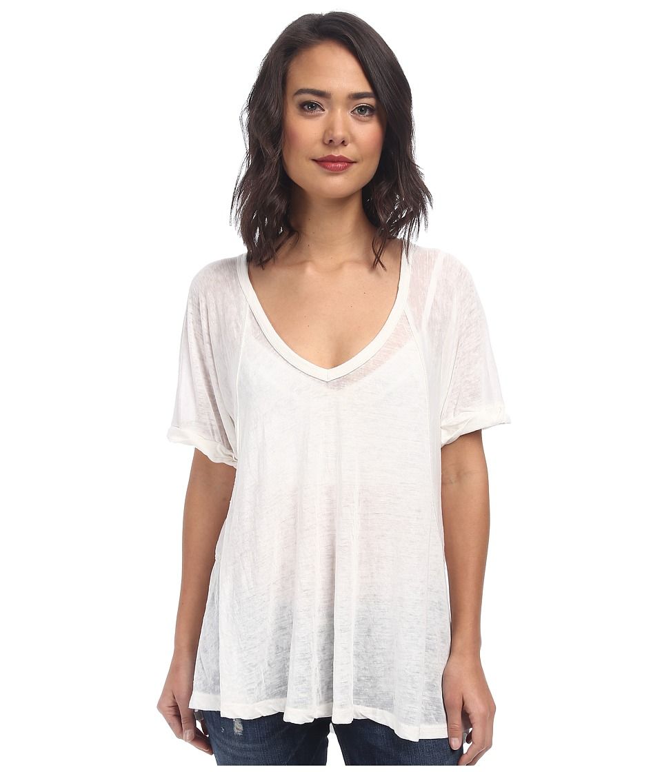 Free People - Tri Blend Free Falling Tee (White) Women's Short Sleeve Pullover | Zappos