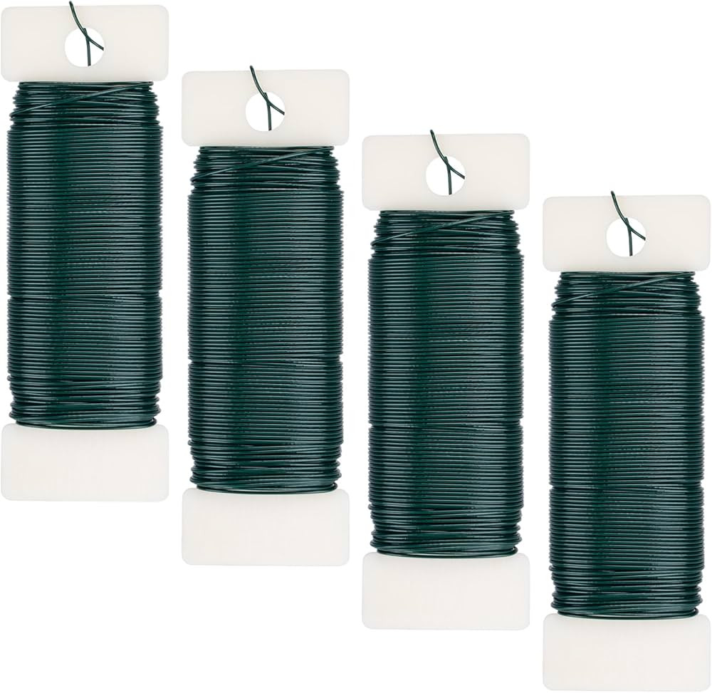 Aisoso 4 Pack Floral Wire, 131 Yards Paddle Wire 22 Gauge Florist Wire Green for Wreath Wire Maki... | Amazon (US)