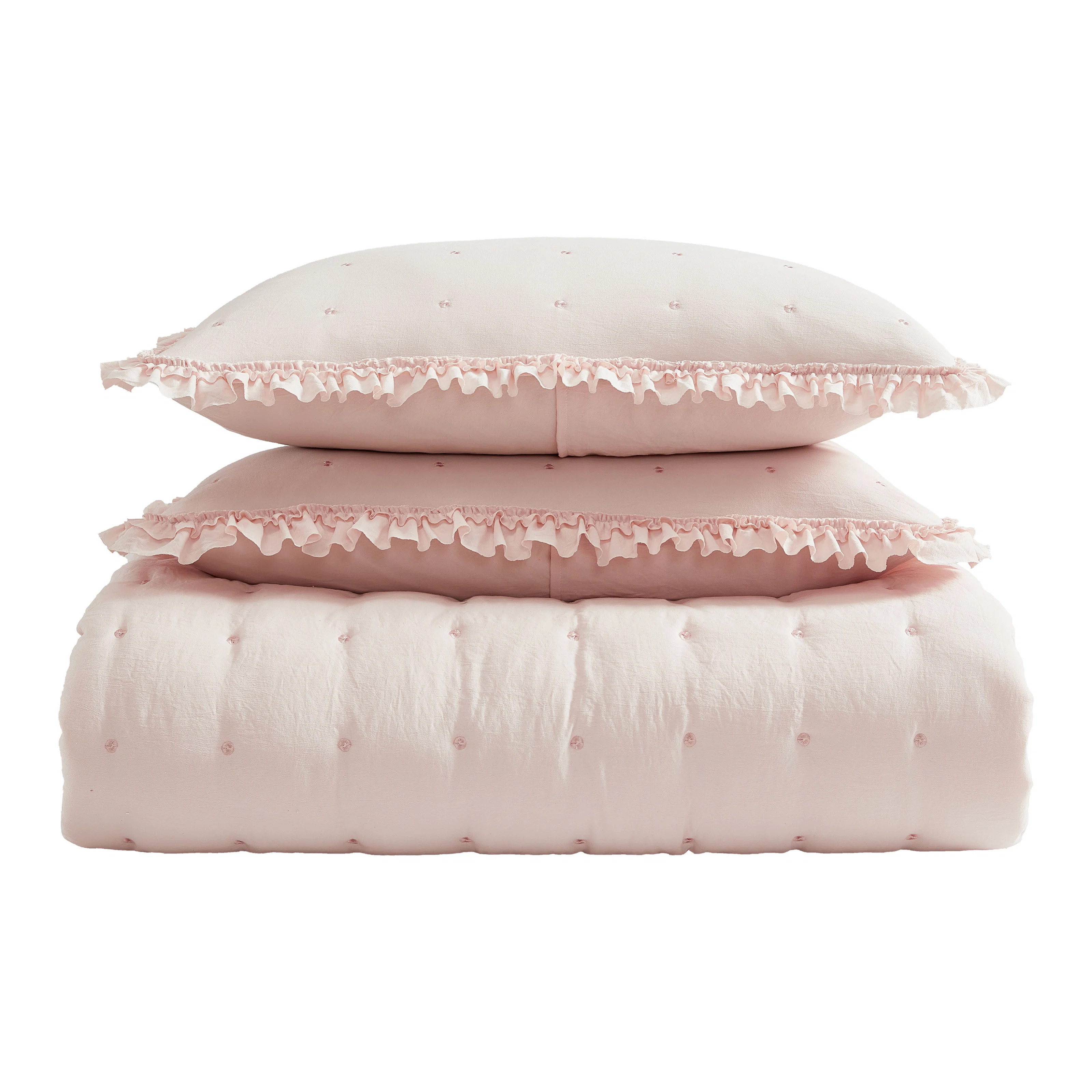 Laura Ashley Hailee Solid Pink Cozy Quilt Set | Wayfair North America