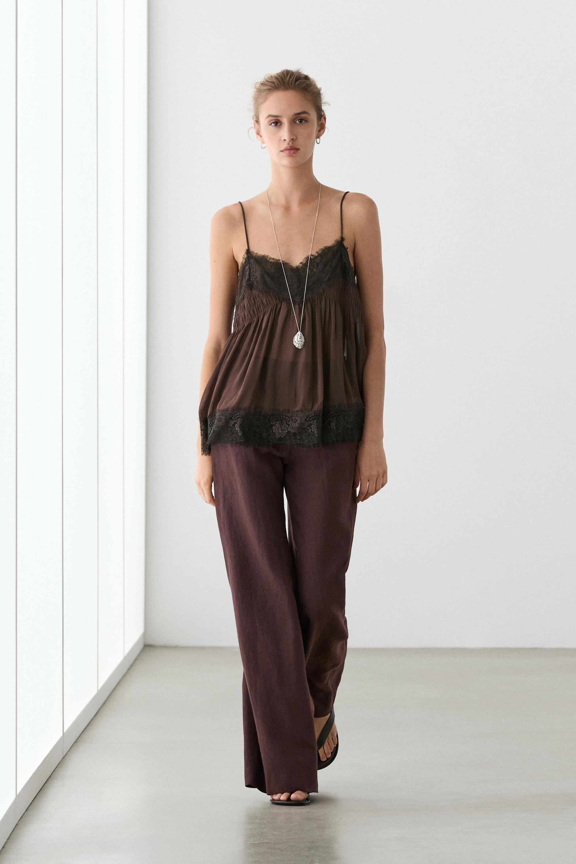100% linen mid-waist flared pants | Massimo Dutti UK