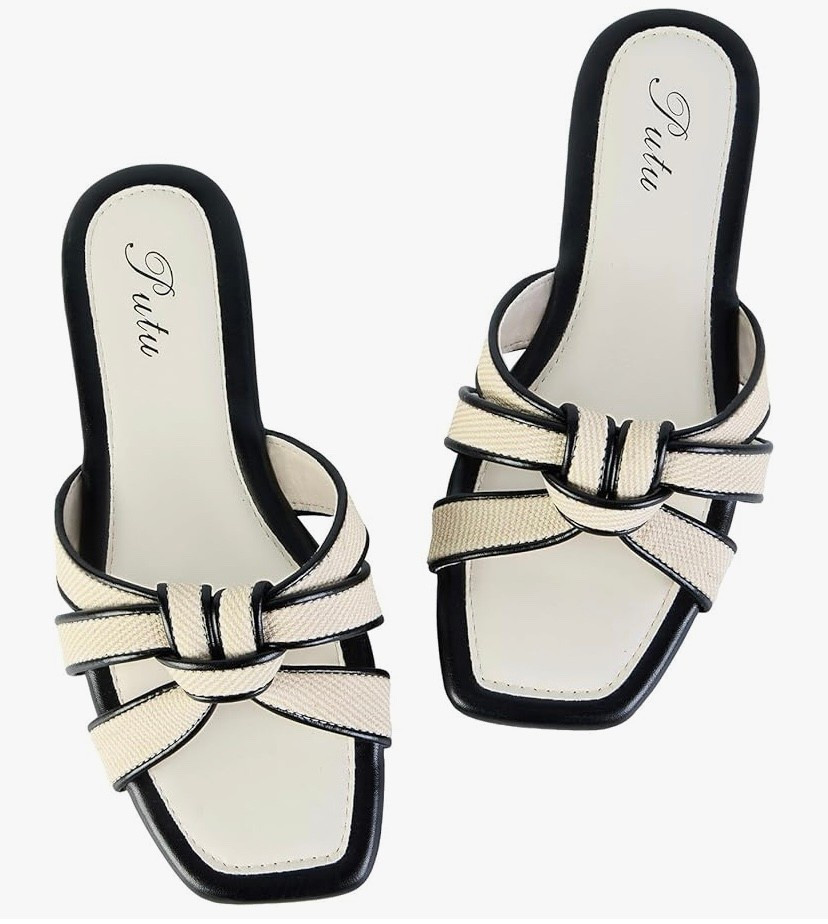 $33 color block sandals. Women's Flat Sandals Square Toe Slide Sandals Braided Sandals for Vacation

#LTKShoeCrush #LTKFindsUnder50