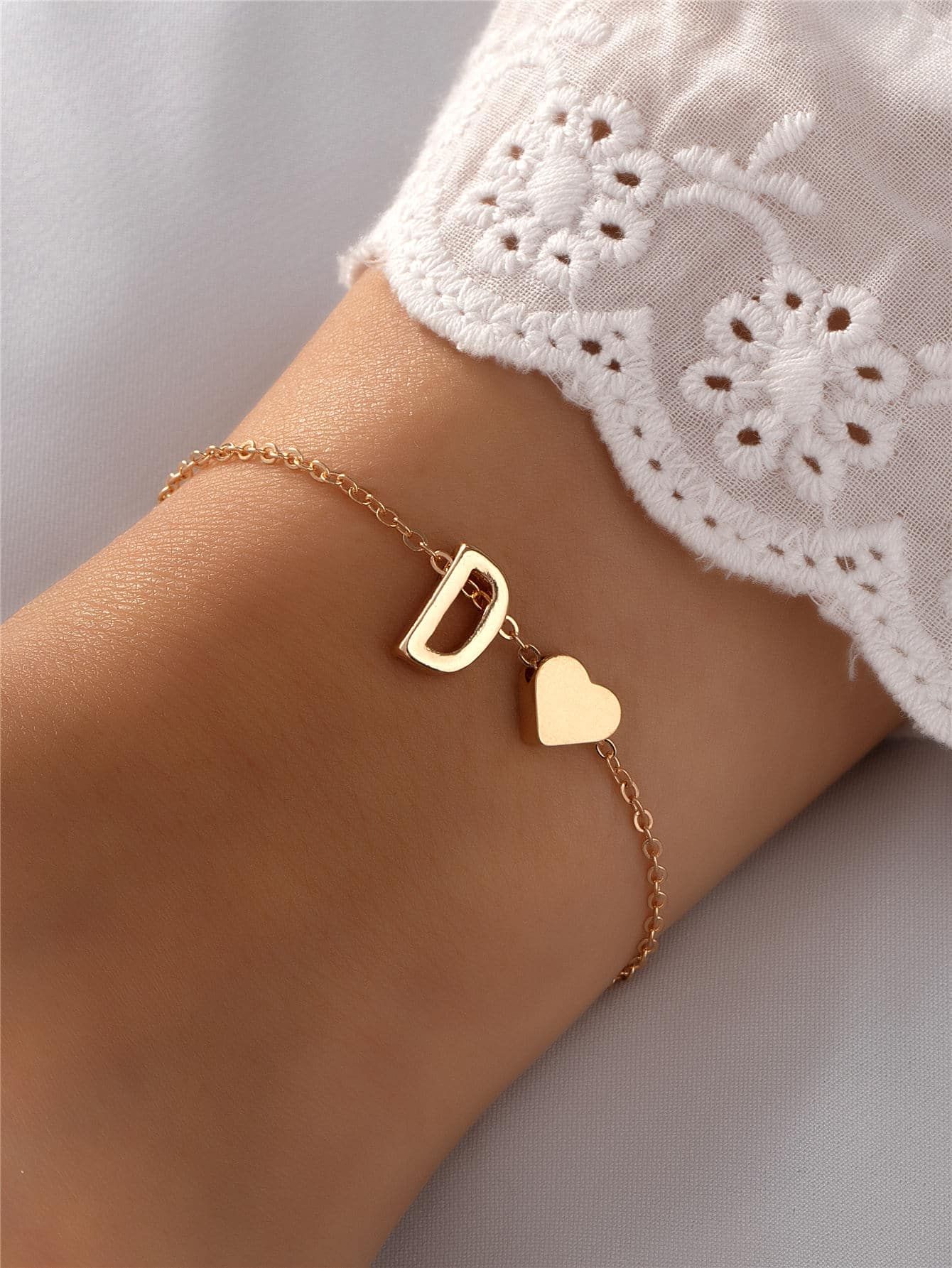Heart & Letter Decor Bracelet | SHEIN