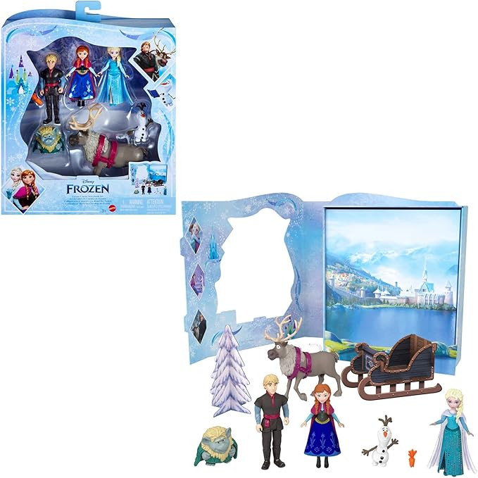 Mattel Disney Frozen Toy Set with 6 Key Characters, Classic Storybook Playset with 4 Small Dolls,... | Amazon (US)