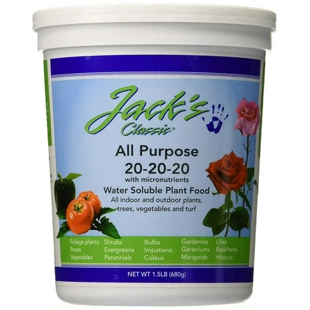 J R Peters Jacks Classic No.1.5 20-20-20 All Purpose Fertilizer Formulated for root and shoot growth | Walmart (US)