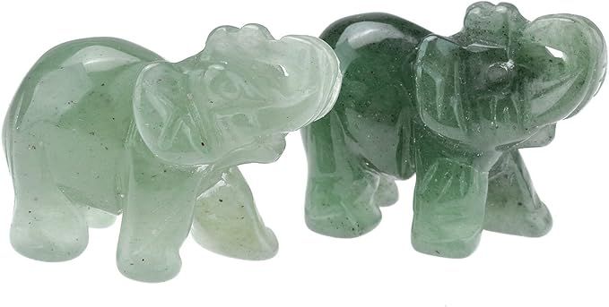 Jovivi 2 Pcs Natural Carved Healing Gemstones Crystal Elephant Figurines Statues 1.5'' Hoom Room ... | Amazon (US)