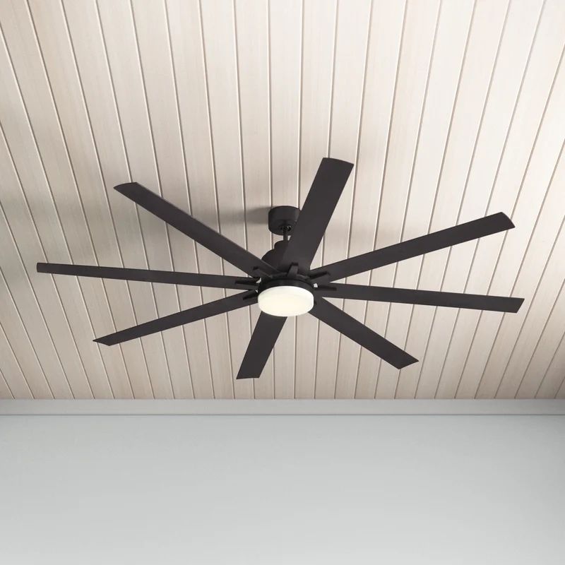 72" 8 - Blade Outdoor LED Standard Ceiling Fan with Remote Control and Light Kit Included | Wayfair Professional