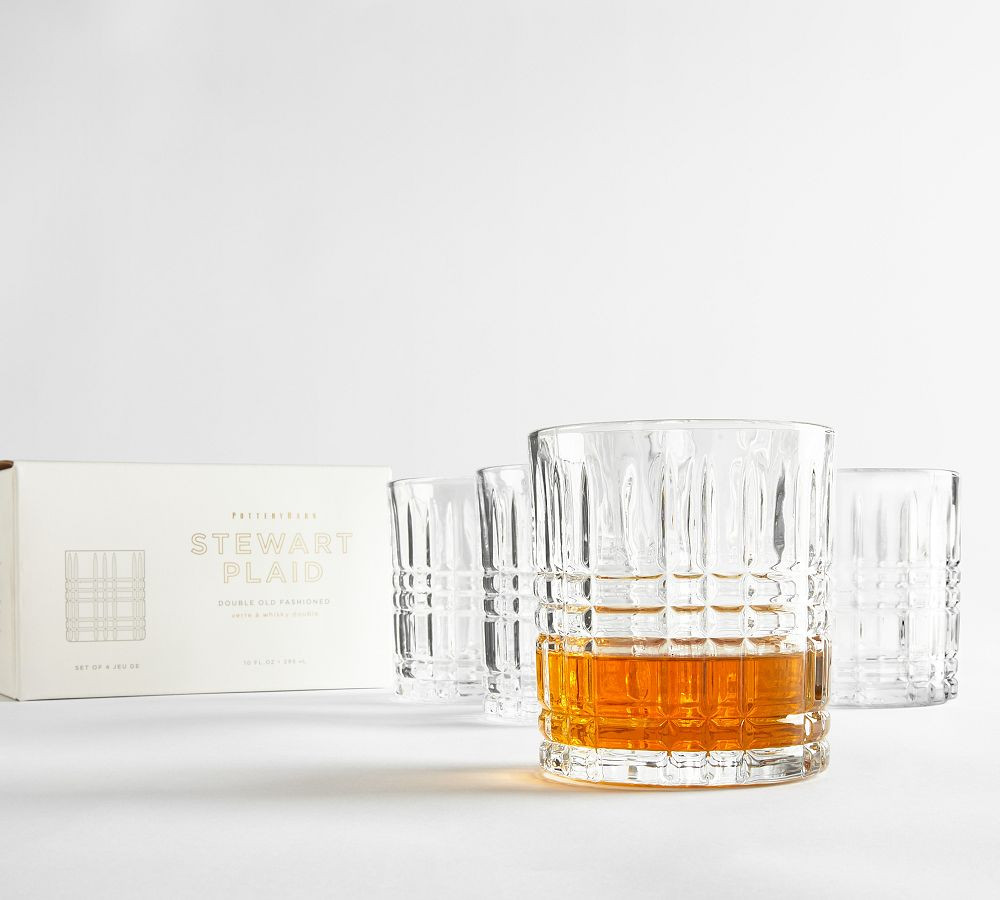 Stewart Plaid Cocktail Glasses - Set of 4 | Pottery Barn (US)